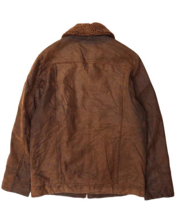 Jaqueta de couro masculina vintage UK 40 grande couro marrom clássico