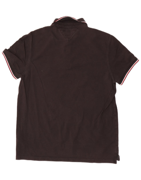 Camisa polo masculina Tommy Hilfiger Slim Fit XL algodão preto