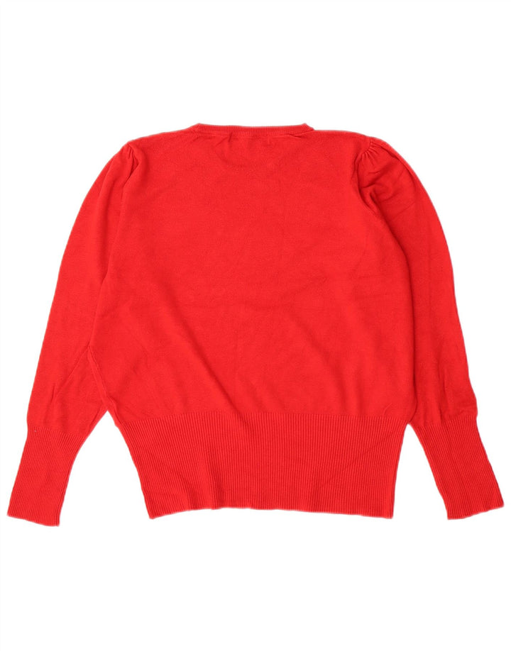 Suéter feminino Marks & Spencer com gola redonda Reino Unido 14 viscose vermelha média
