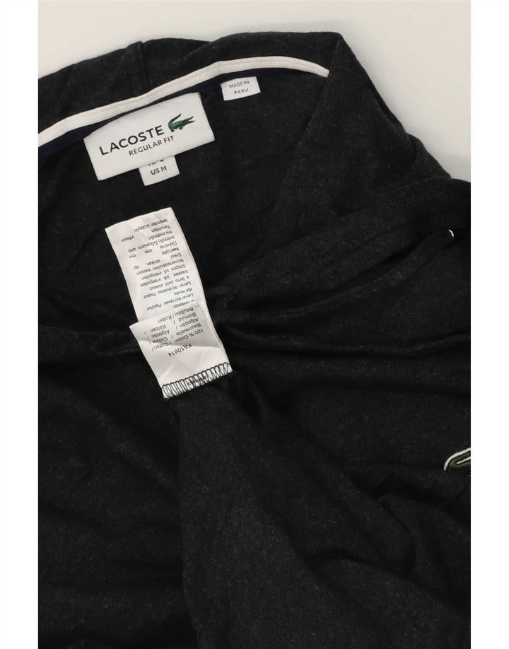 Lacoste moletom com capuz masculino tamanho 4 algodão cinza médio