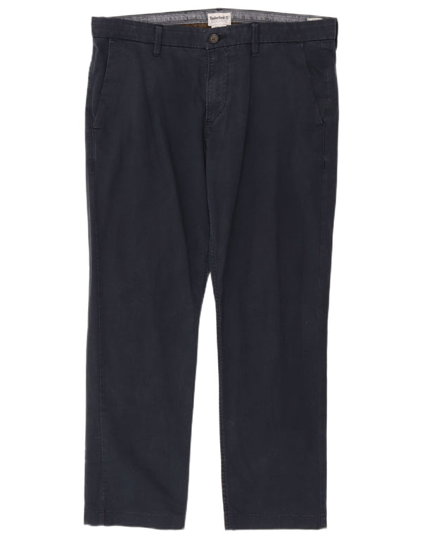 Calças Chino retas masculinas Timberland W36 L28 algodão azul marinho