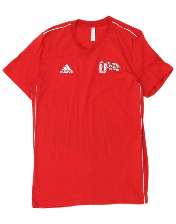 ADIDAS Mens Italia Graphic T-Shirt Top Grande Algodão Vermelho