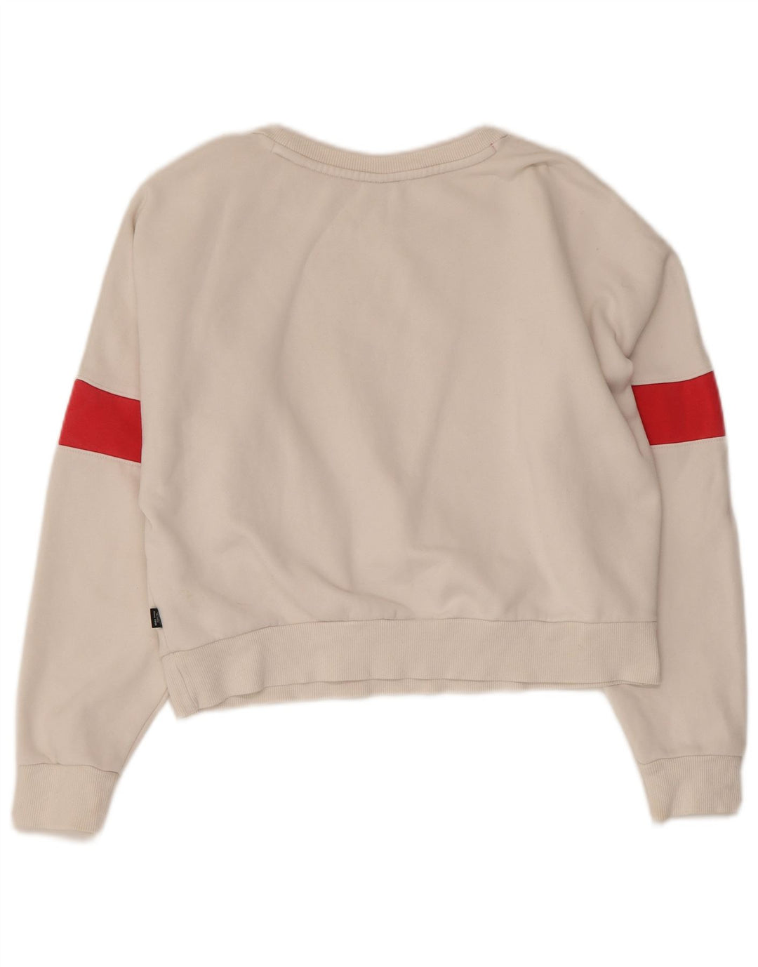 PUMA feminino oversized crop moletom jumper Reino Unido 10 pequeno bloco colorido branco