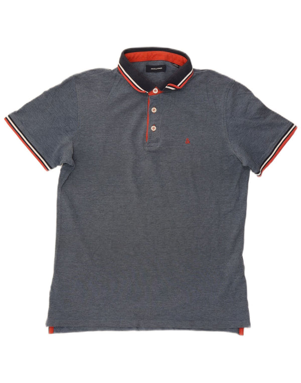 Camisa polo masculina de rugby Jack & Jones grande algodão listrado azul marinho