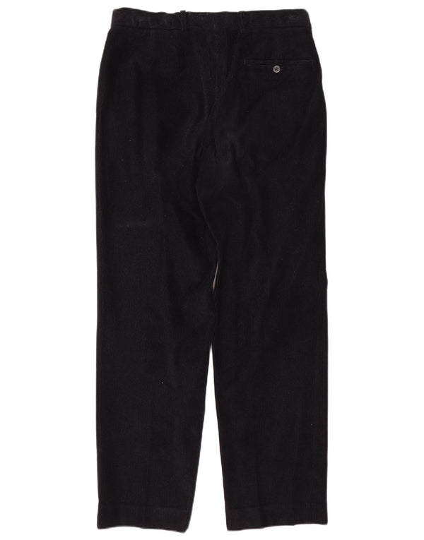 Calça masculina reta de veludo cotelê Marks & Spencer W32 L31 algodão azul marinho