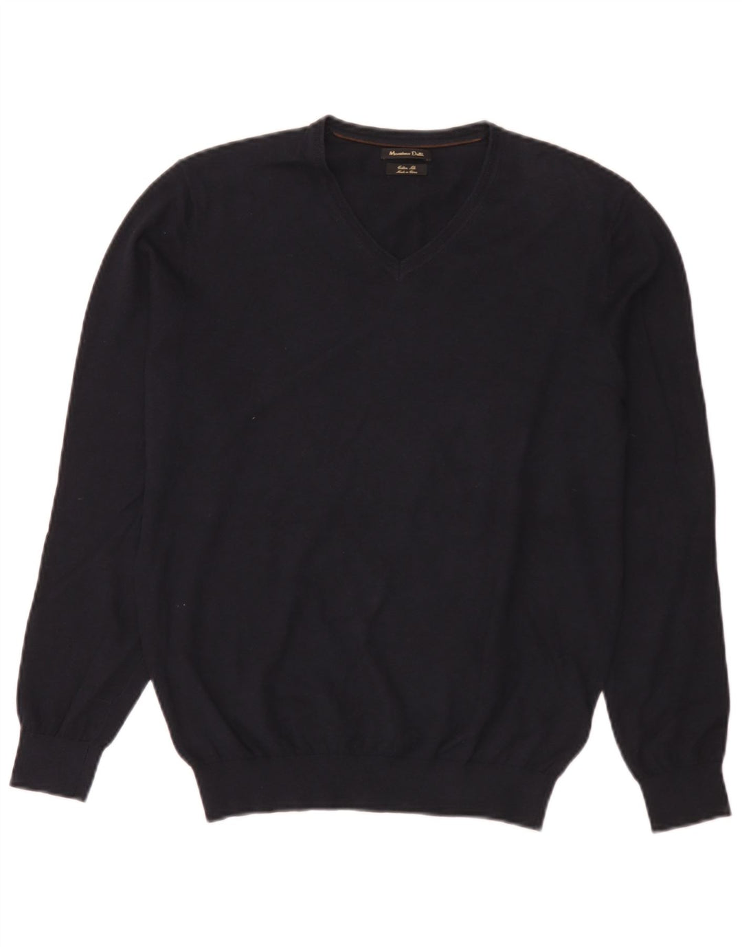 Suéter masculino Massimo Dutti com decote em V médio algodão azul marinho