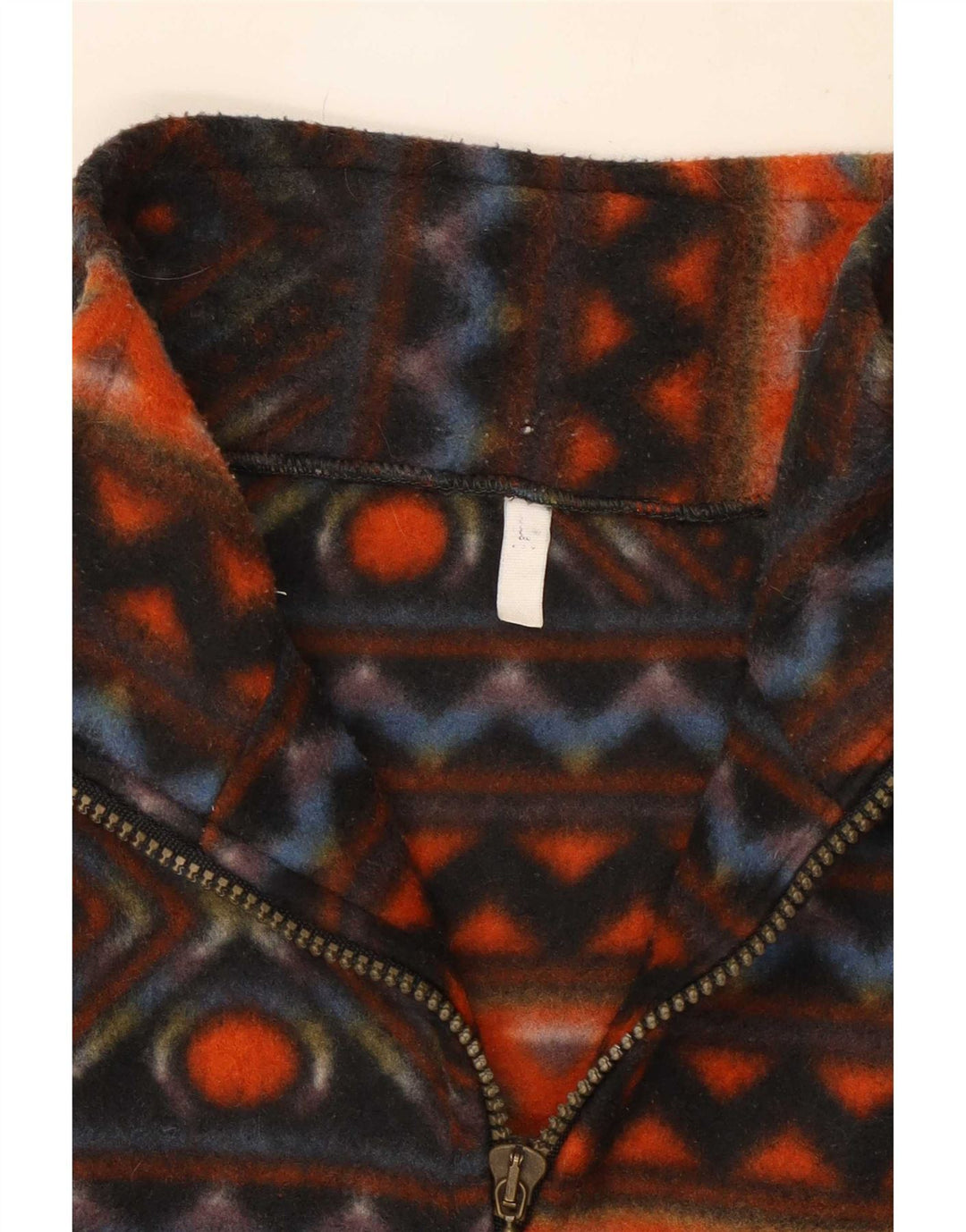 Jumper de lã com decote em zíper masculino vintage grande poliéster geométrico multicolorido