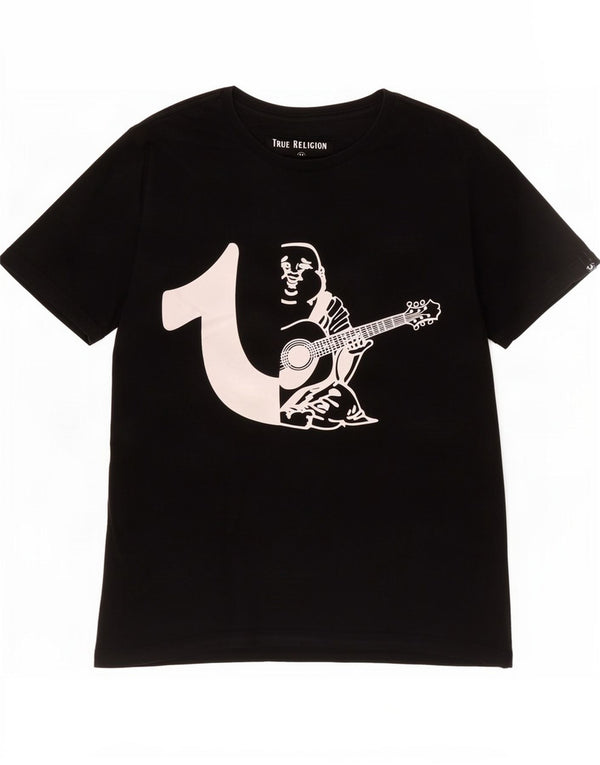 Camiseta gráfica masculina True Religion algodão preto médio