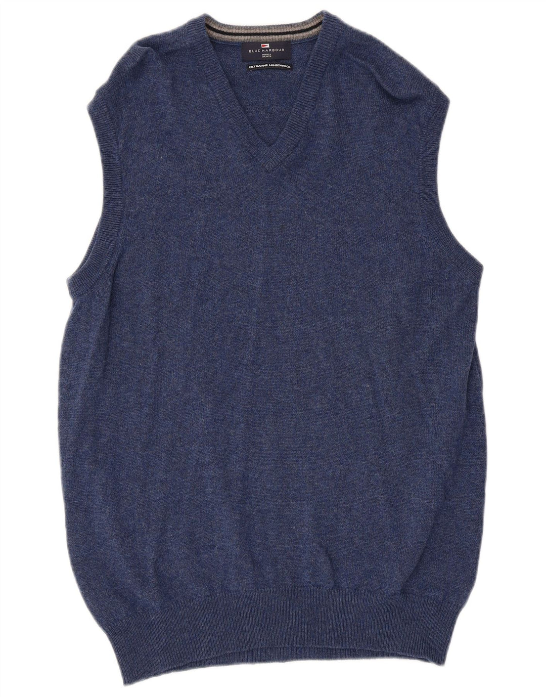 Regata masculina Marks & Spencer com colete de lã de cordeiro manchada azul médio