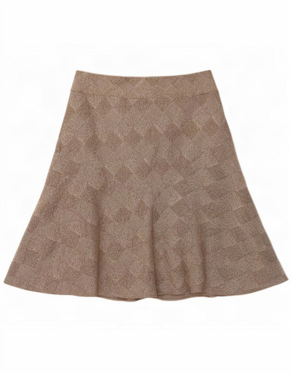 Saia feminina Kaliko UK 18 XL W34 lã geométrica marrom