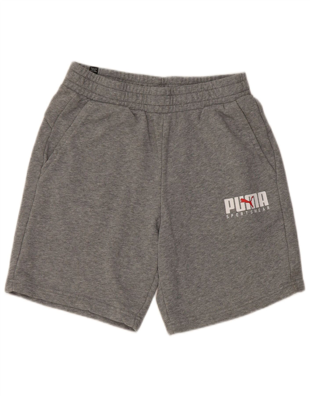 Shorts esportivos masculinos Puma Graphic cinza médio algodão manchado