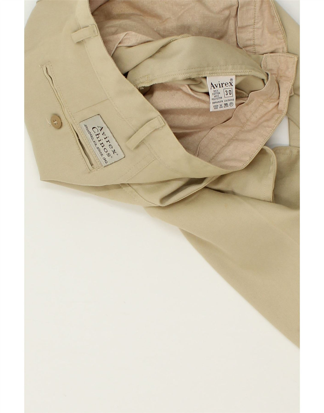 AVIREX Mens Straight Chino Trousers W30 L31  Beige Cotton Vintage Avirex and Second-Hand Avirex from Messina Hembry 