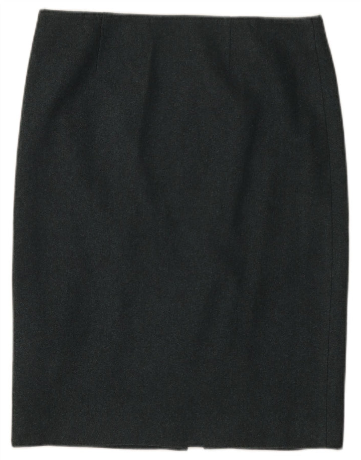 Saia lápis feminina Calvin Klein US 8 médio W32 lã manchada azul