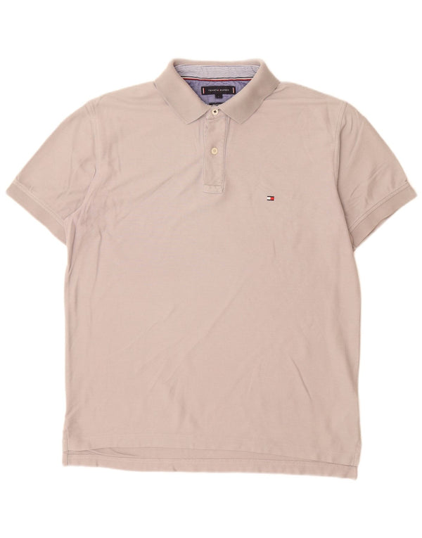 Camisa polo masculina TOMMY HILFIGER regular fit grande algodão cinza