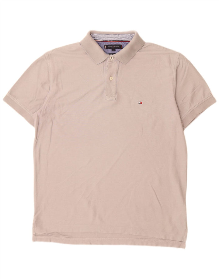 Camisa polo masculina TOMMY HILFIGER regular fit grande algodão cinza