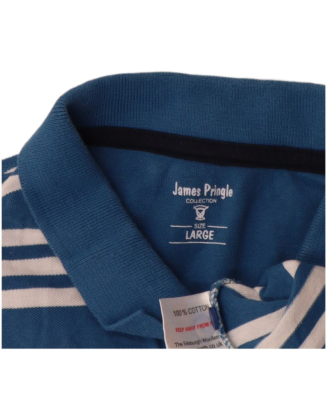 Camisa polo masculina James Pringle grande algodão listrado azul