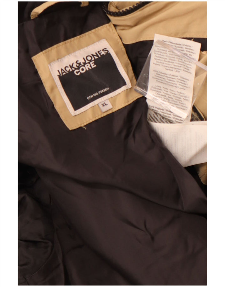 Jaqueta masculina acolchoada com capuz Jack & Jones UK 42 XL poliéster bege