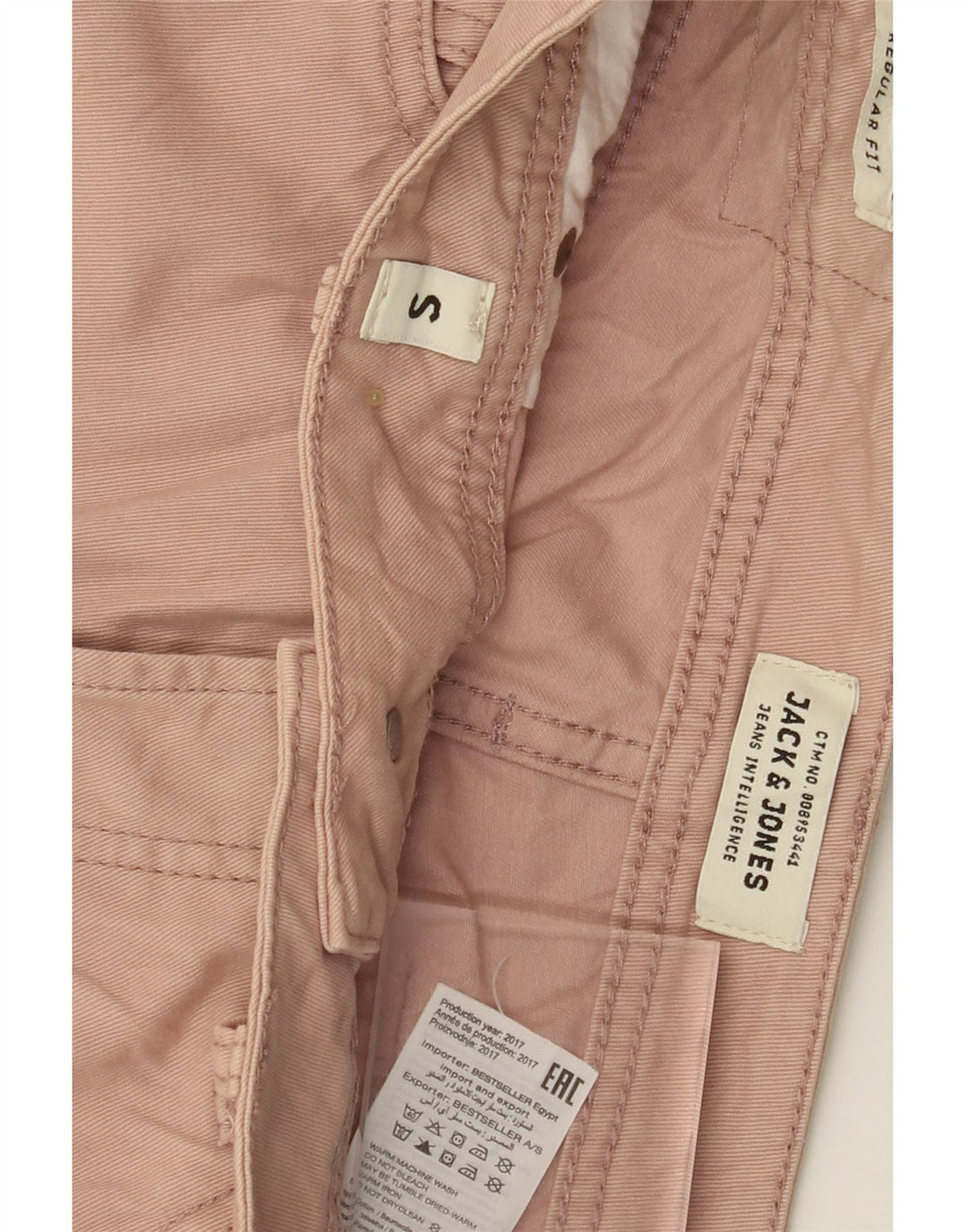 JACK & JONES Masculino Regular Fit Chino Shorts Pequeno W29 Algodão Rosa