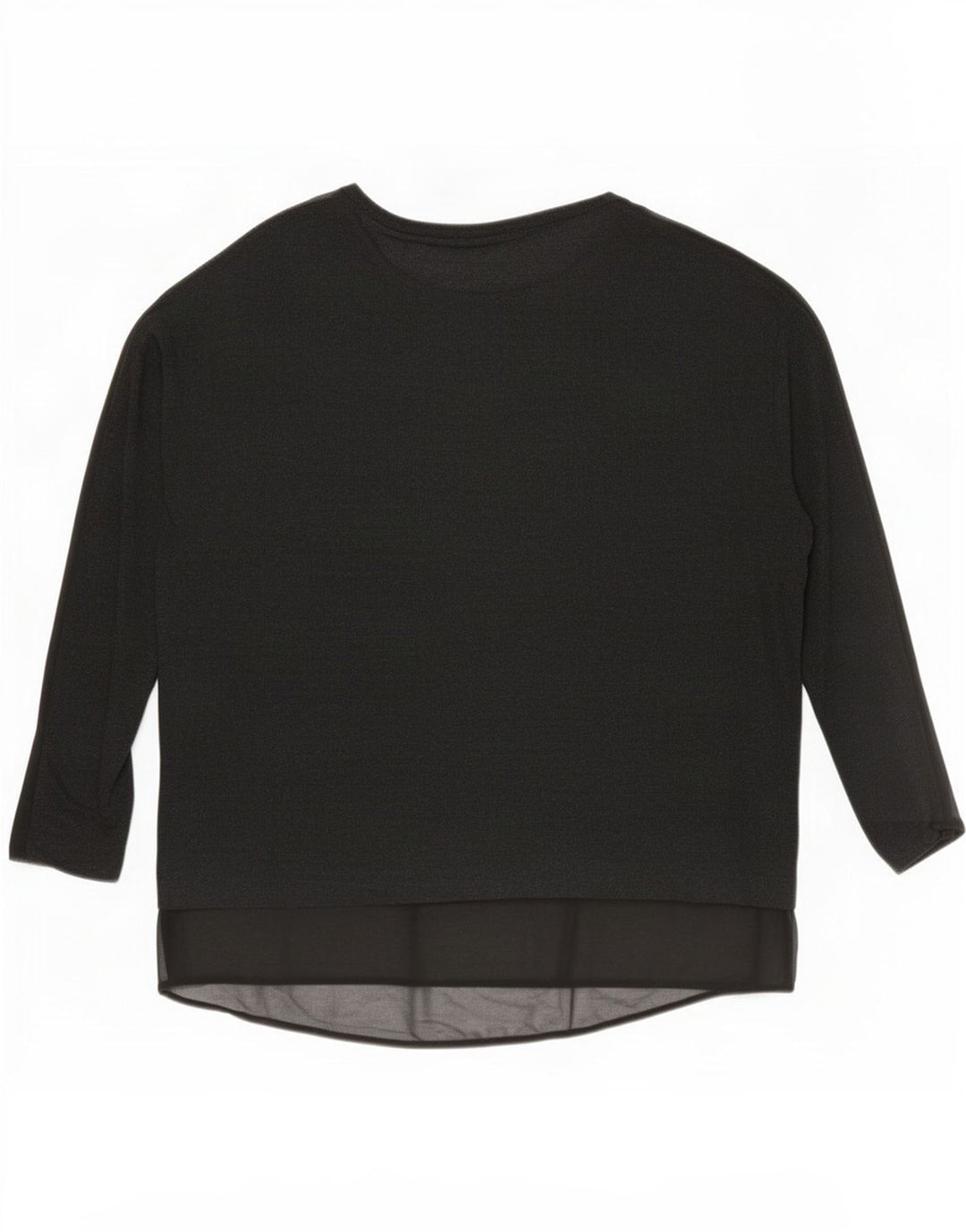 Zara Top feminino oversized manga comprida UK 14 médio preto viscose
