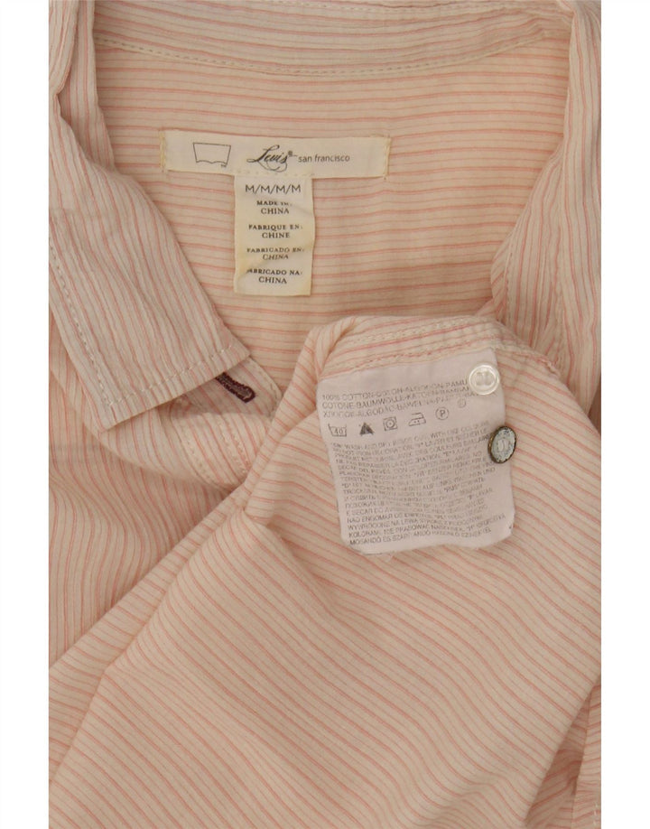 Camisa feminina LEVI'S UK 12 algodão listrado rosa médio