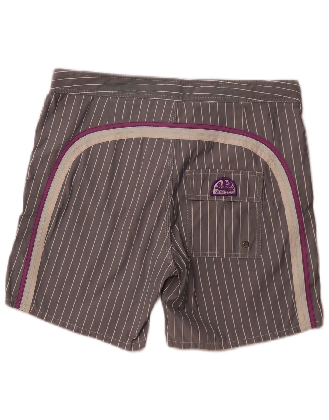 Shorts de natação masculino SUNDEK poliéster listrado cinza médio