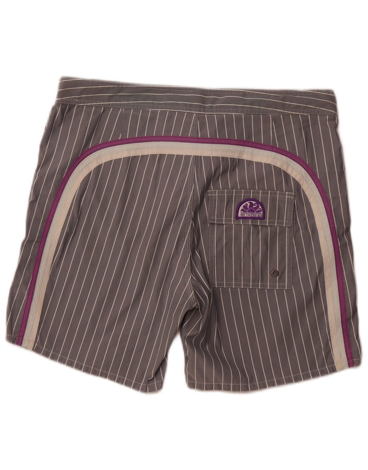 Shorts de natação masculino SUNDEK poliéster listrado cinza médio