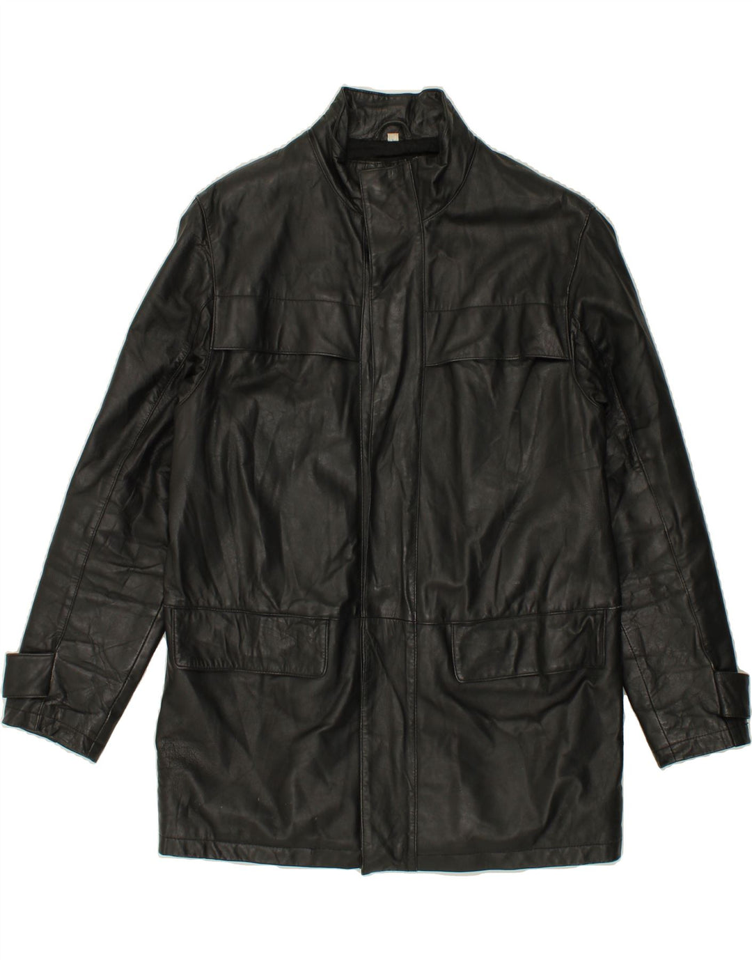 Casaco de couro masculino VINTAGE UK 38 couro preto médio