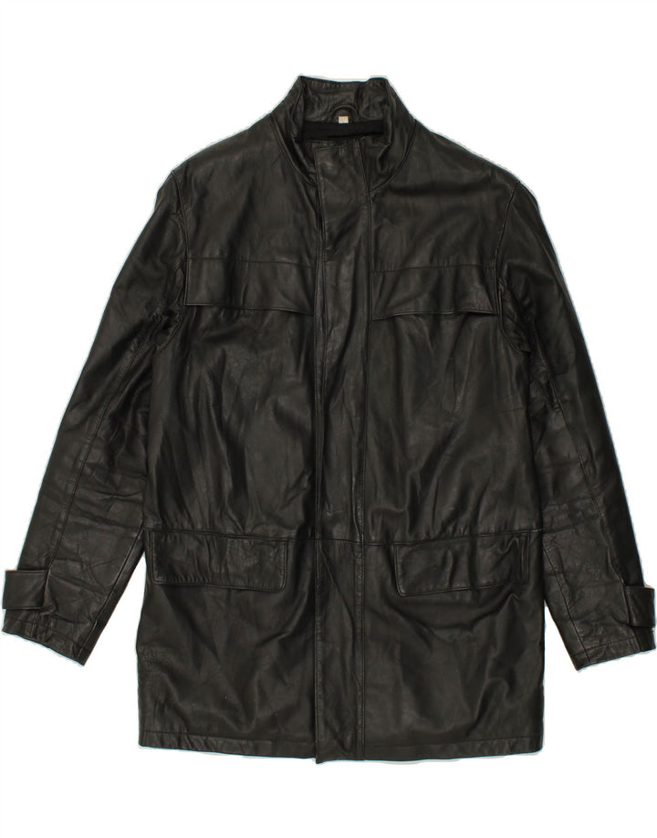 Casaco de couro masculino VINTAGE UK 38 couro preto médio