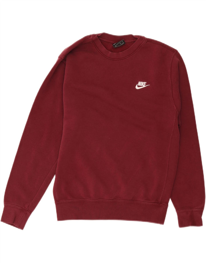 NIKE Mens Moletom Jumper XS Borgonha Algodão