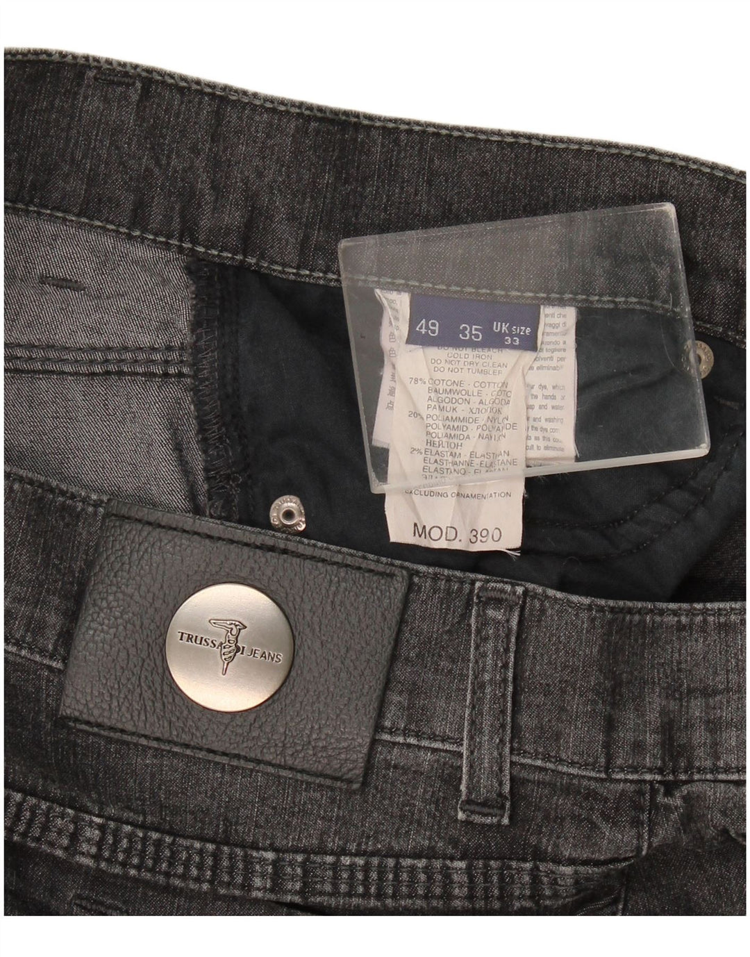 Jeans retos femininos Trussardi W33 L33 algodão cinza