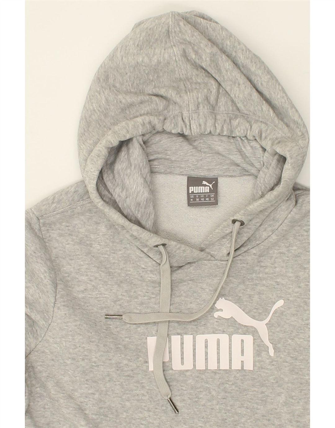 PUMA Womens Graphic Hoodie Jumper UK 12 Medium Grey Cotton Vintage Puma and Second-Hand Puma from Messina Hembry 