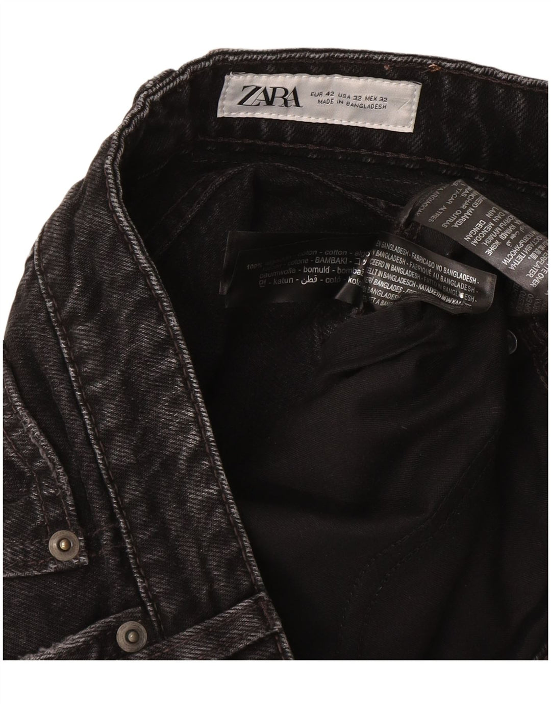 Shorts jeans masculino Zara EU 42 grande W32 algodão cinza
