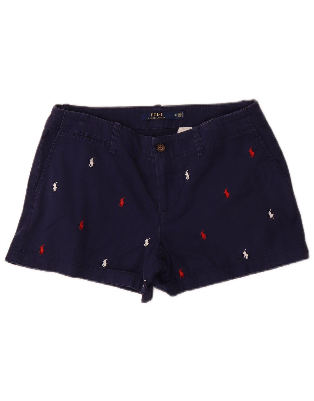 Shorts chino feminino POLO RALPH LAUREN EUA 0 XS W30 azul marinho manchado