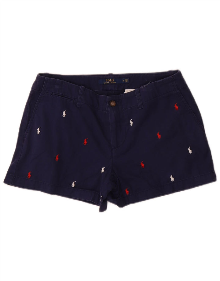 Shorts chino feminino POLO RALPH LAUREN EUA 0 XS W30 azul marinho manchado