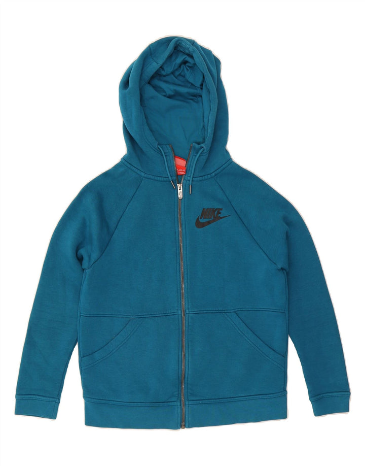 NIKE Womens Oversized Zip Hoodie Sweater UK 6 XS Blue Cotton Vintage Nike and Second-Hand Nike from Messina Hembry 