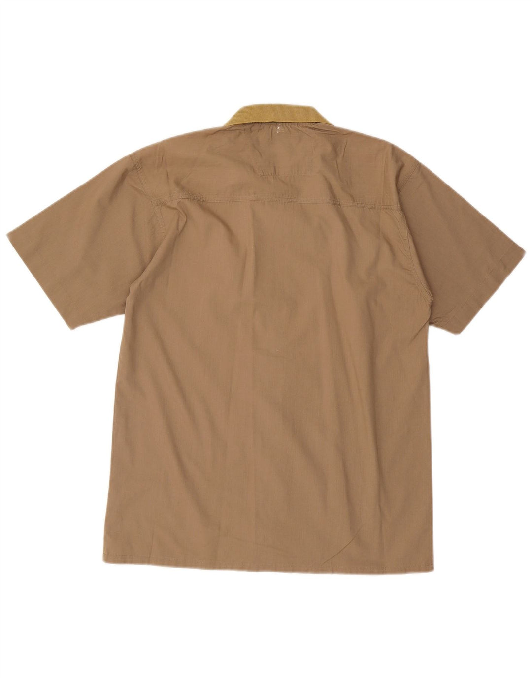 Camisa masculina vintage de manga curta pequena poliéster bege