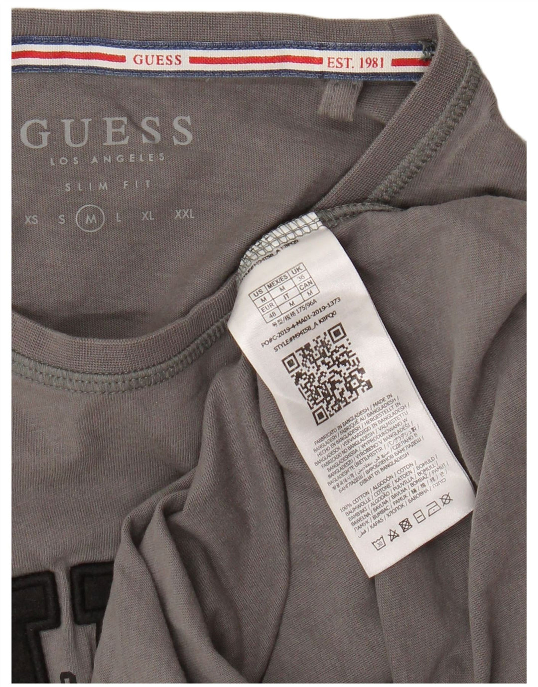 Guess Camiseta masculina slim fit gráfica top algodão cinza médio