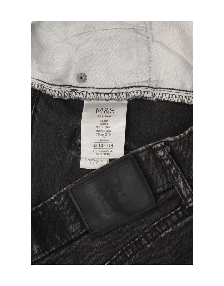 Calça jeans reta regular feminina Marks & Spencer W36 L31 algodão cinza