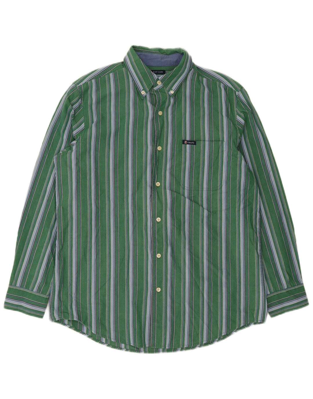 Camisa masculina Chaps Easy Care de algodão listrado verde médio