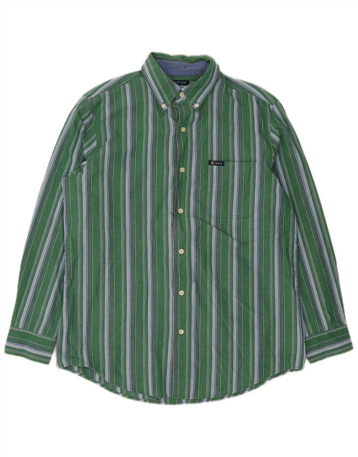 Camisa masculina Chaps Easy Care de algodão listrado verde médio