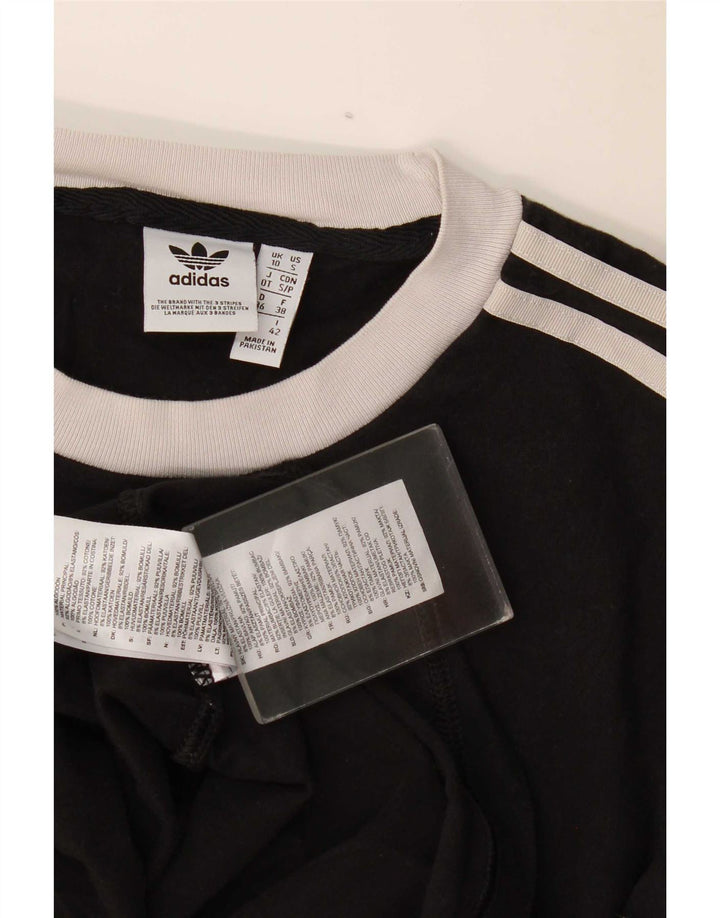Top Feminino Adidas Manga Longa UK 10 Pequeno Algodão Preto