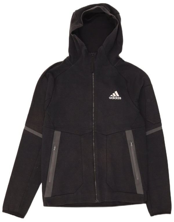 Adidas Mens Zip Hoodie Sweater UK 10 Pequeno Preto Colorblock Algodão