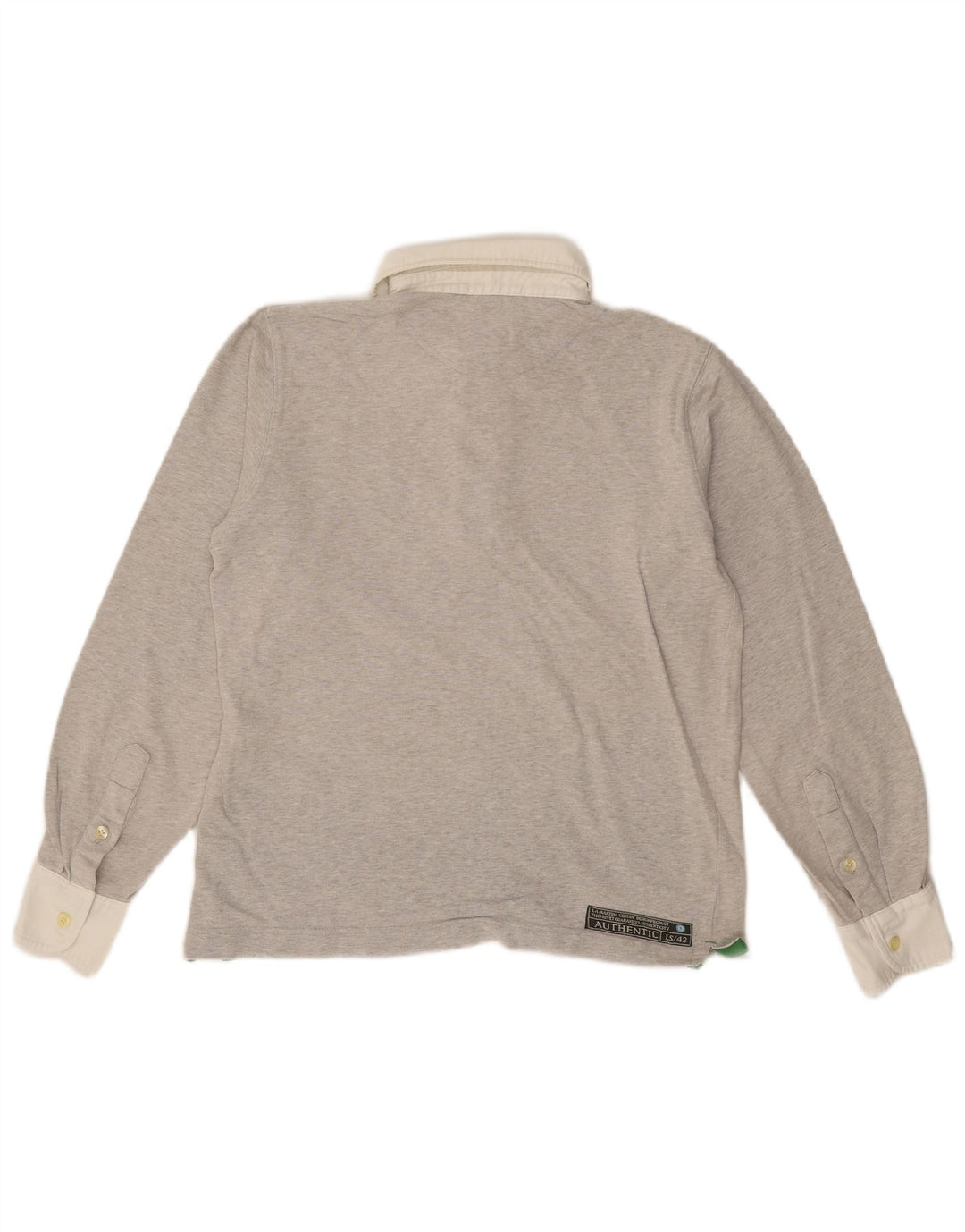 Camisa polo masculina de rugby de manga comprida LA MARTINA pequena cinza manchada de algodão