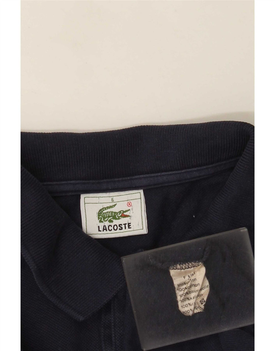 Camisa polo masculina Lacoste tamanho 6 XL azul marinho algodão