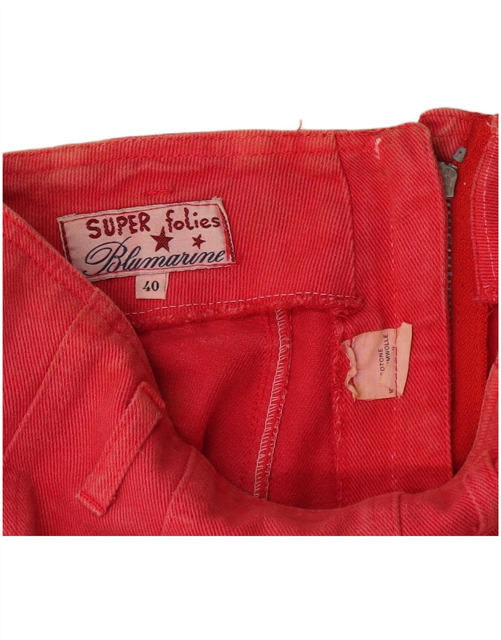 Saia jeans feminina Blumarine IT 40 pequena W27 algodão vermelho