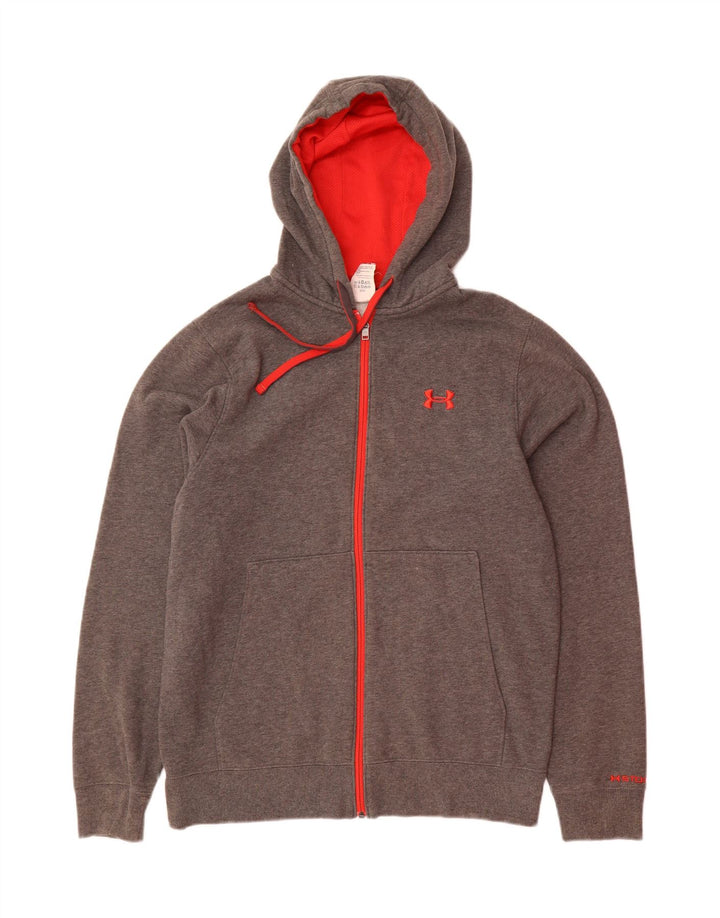 Suéter masculino com capuz e zíper UNDER ARMOUR pequeno algodão cinza
