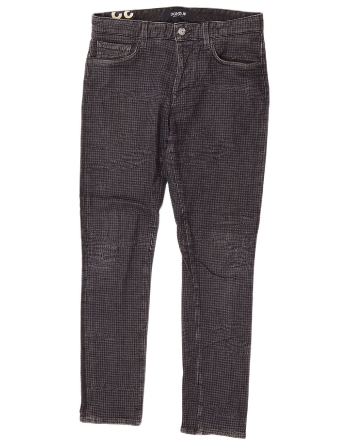Dondup Mens Slim Jeans W32 L30 Cinza Houndstooth Algodão