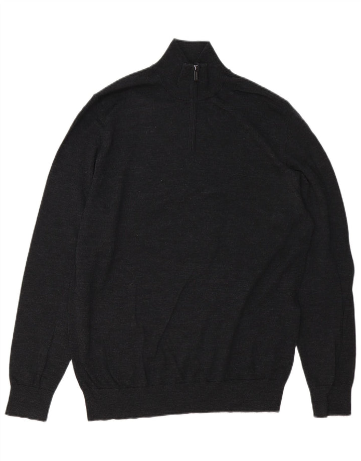 Suéter masculino Marks & Spencer Autograph com zíper e gola cinza médio