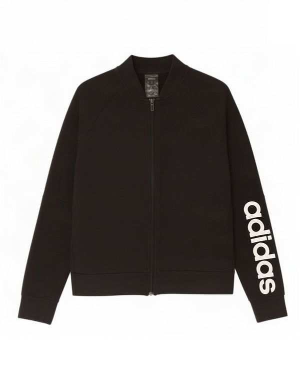 Adidas Womens Graphic Tracksuit Top Jacket UK 14 Médio Algodão Preto