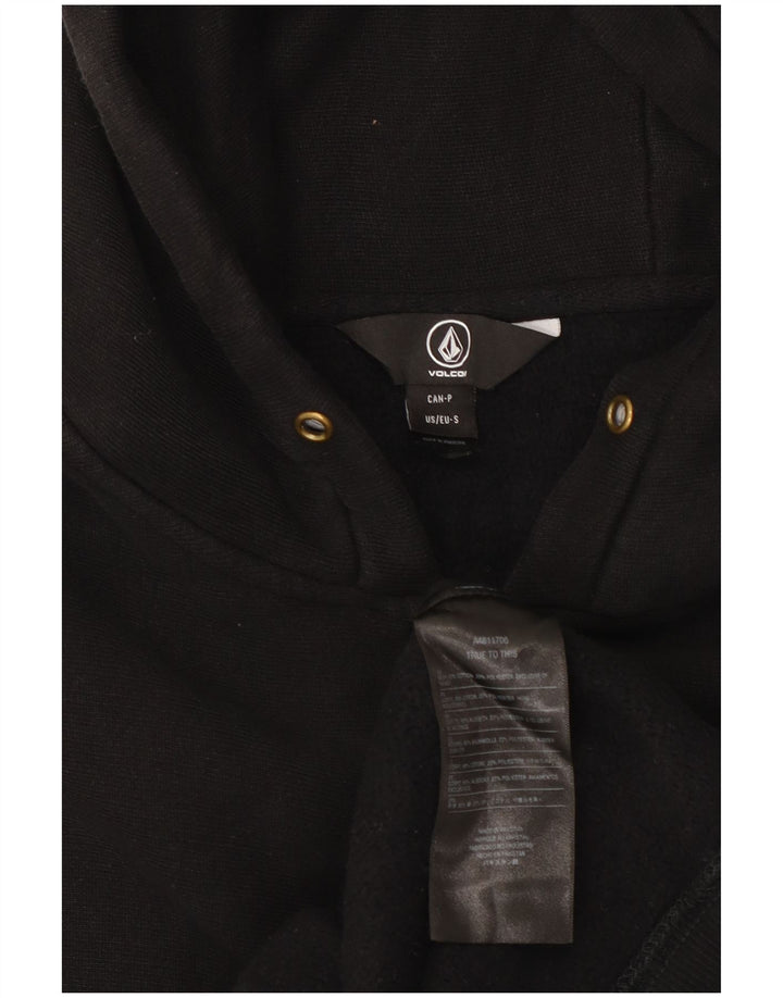 Suéter masculino com capuz e zíper gráfico Volcom pequeno algodão preto